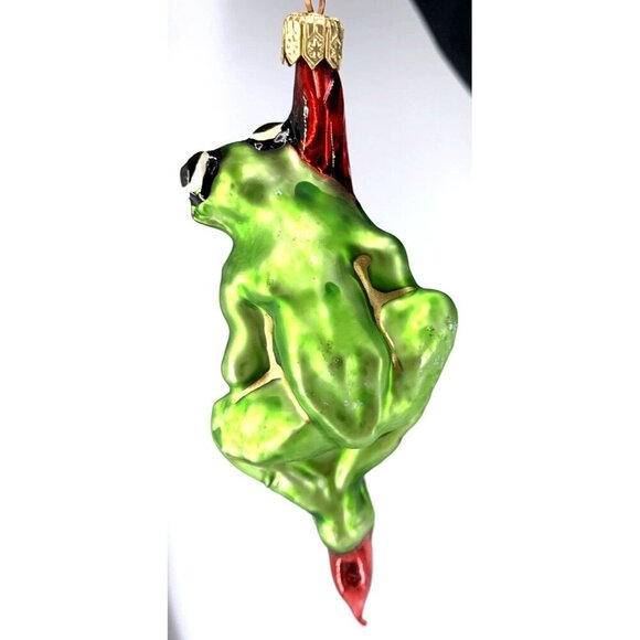 Frog Ornament Hand Blown Hand Crafted Poland 4.5" Long - Picture 3 of 4